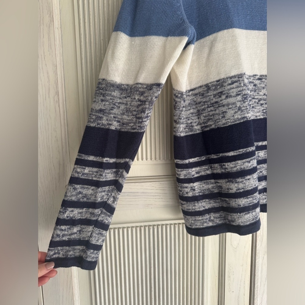BROOKS BROTHERS Women’s Linen Striped Crewneck Sweater Blue and White XL - Picture 11 of 15